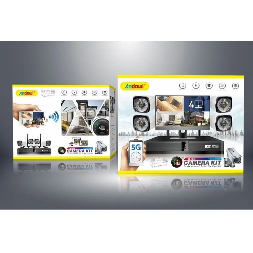 KIT DVR WIRELESS WIFI 4 CANALI SISTEMA REGISTRAZIONE CCTV HD 4 TELECAMERA Q-S4I