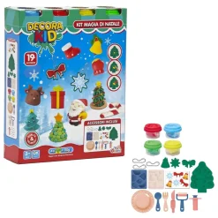KIT GIOCO PER BAMBINI +3 ANNI CREATIVO A TEMA NATALIZIO CON PLASTILINA 19 ACCESSORI