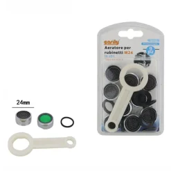 KIT 9PZ AERATORI PER RUBINETTO M24 IN ABS 24MM CHIAVE SERRAGGIO GUARNIZIONI 59031