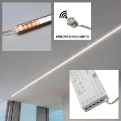 KIT 3PZ BARRA LED 36W PROFILO ALLUMINIO ALIMENTATORE LUCE 4000K SENSORE MOVIMENTO