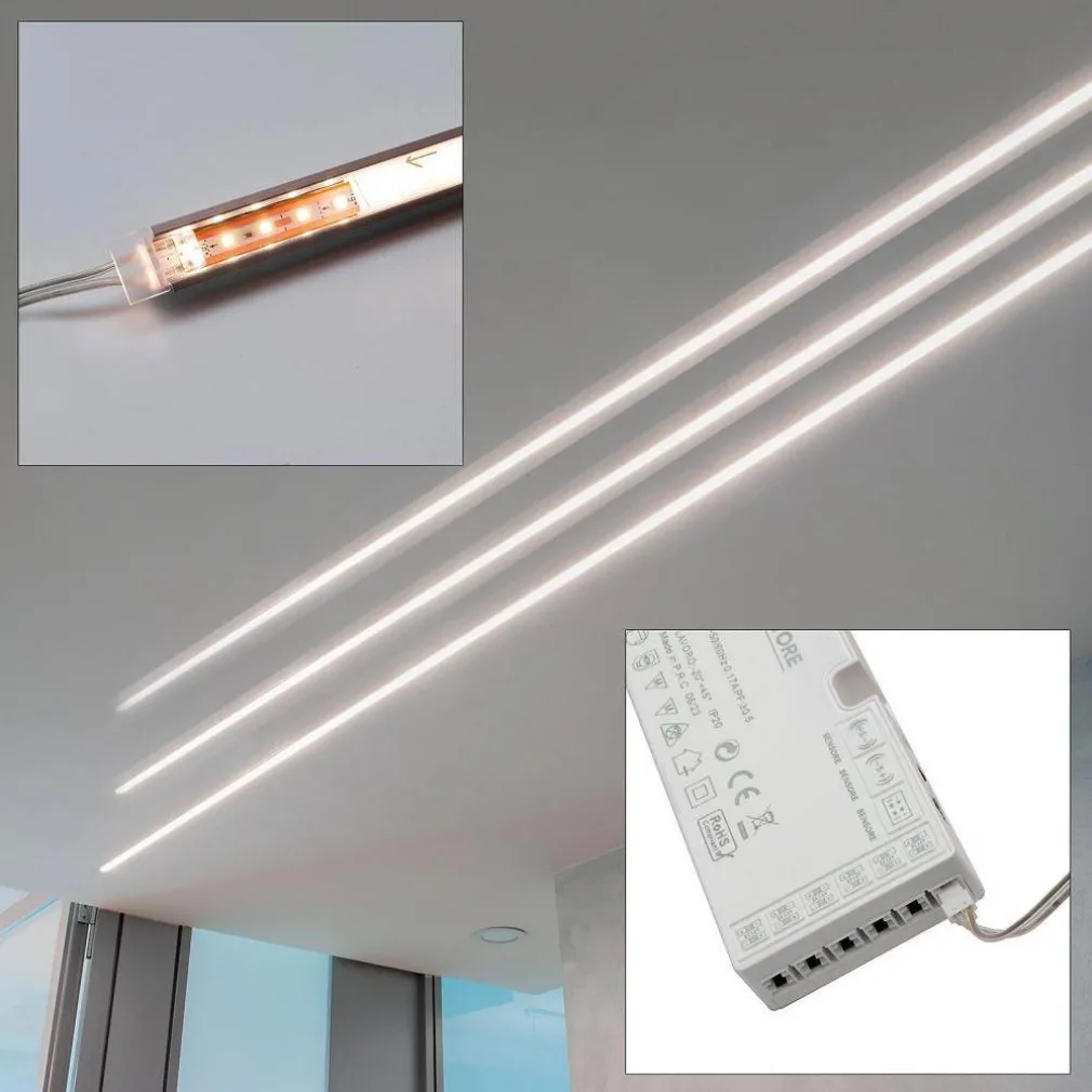 KIT 3PZ BARRA LED 36W PROFILO ALLUMINIO ALIMENTATORE LUCE 4000K SENSORE MOVIMENTO