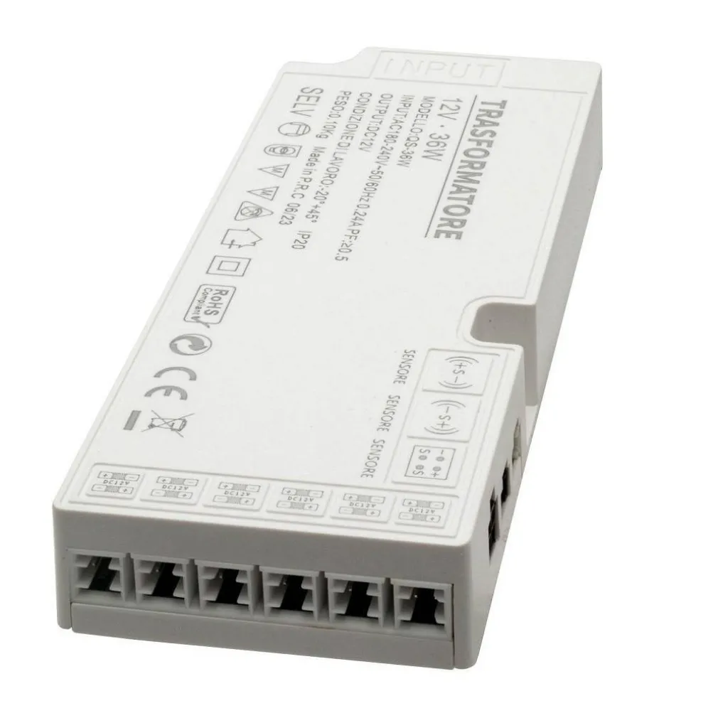 KIT 3PZ BARRA LED 36W PROFILO ALIMENTATORE 12V LUCE 4000K DIMMERABILE SENSORE TOUCH