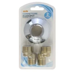 KIT 2PZ CONNETTORE ECCENTRICO PER RUBINETTO 3/4 RACCORDO ROSETTA 65MM ACCESSORIO 52363