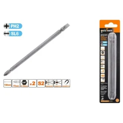 KIT 2PZ DI BITS DA 150MM PUNTE DOPPIE INSERTI PH2 + SL6 PUNTA S2 MAGNETICA 57245