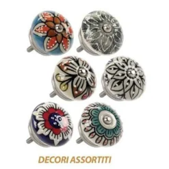KIT 2PZ POMELLI MOBILI CASSETTI POMELLO IN CERAMICA 40MM DECORI ASSORTITI 843020