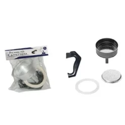 KIT 4PZ RICAMBI FILTRO GUARNIZIONE MANICO IMBUTO CAFFETTIERA MOKA MISURA 2 TAZZE