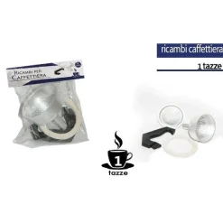 KIT 4PZ RICAMBI FILTRO GUARNIZIONE MANICO IMBUTO CAFFETTIERA MOKA MISURA 1 TAZZA