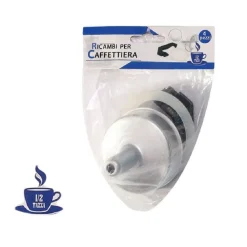 KIT 4PZ RICAMBI FILTRO GUARNIZIONE MANICO IMBUTO CAFFETTIERA MOKA MISURA 1/2 TAZZA