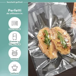 KIT 20PZ SACCHETTI SOTTOVUOTO 20X30CM PER CONGELATORE FRIGORIFERO MICROONDE COTTURA