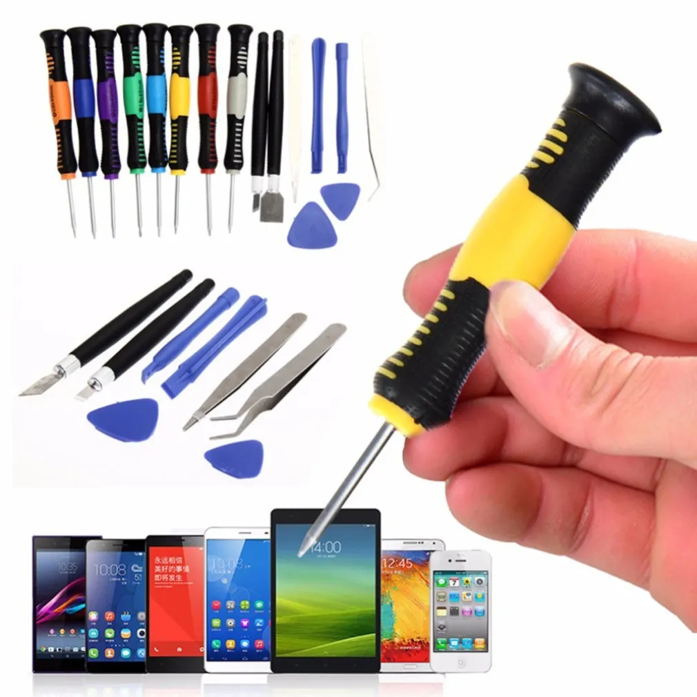 KIT RIPARAZIONE PER SMARTPHONE SET 16 IN 1 PEZZI CACCIAVITI APERTURA LEVE