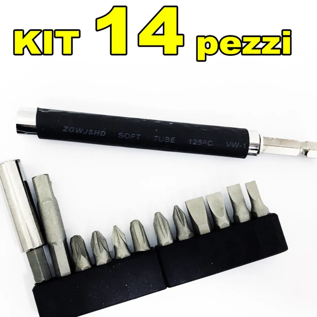 KIT SET 14 IN 1 CACCIAVITE CON PUNTE INSERTI INTERCAMBIABILI 14 PZ BRICOLAGE