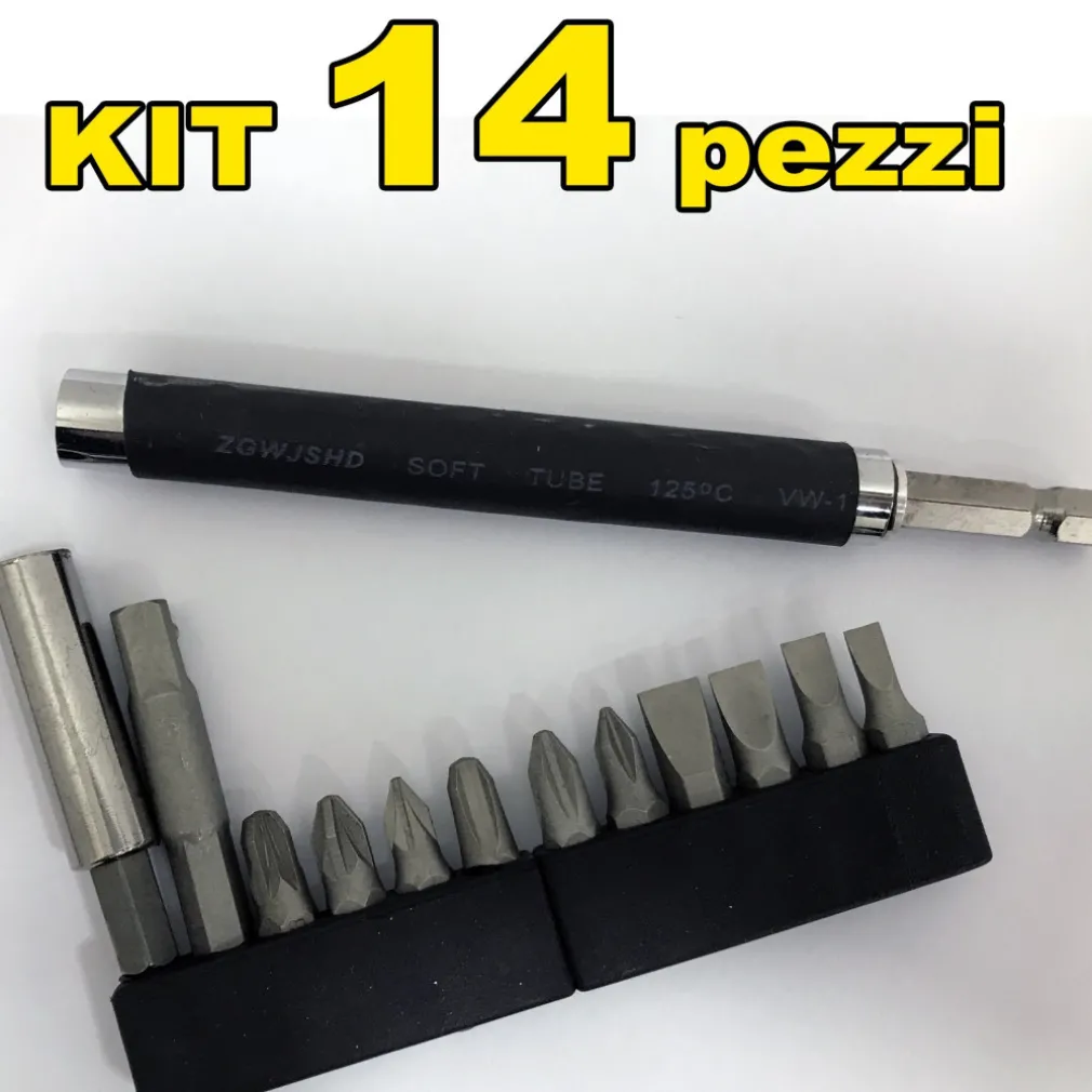 KIT SET 14 IN 1 CACCIAVITE CON PUNTE INSERTI INTERCAMBIABILI 14 PZ BRICOLAGE