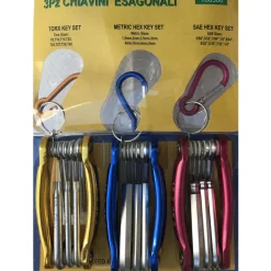 KIT SET 24 PEZZI CHIAVINI PIEGHEVOLI TORX FORATI ESAGONALI SFERICI BALL POINT