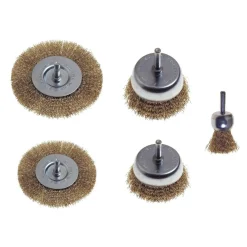 KIT SET 5 PEZZI SPAZZOLE IN ACCIAIO PER TRAPANO RIMOZIONE RUGGINE SVERNICIATURA