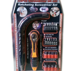 KIT SET 22 PZ TORX CACCIAVITI PUNTE INSERTI BUSSOLE CRICCHETTO E FLESSIBILE