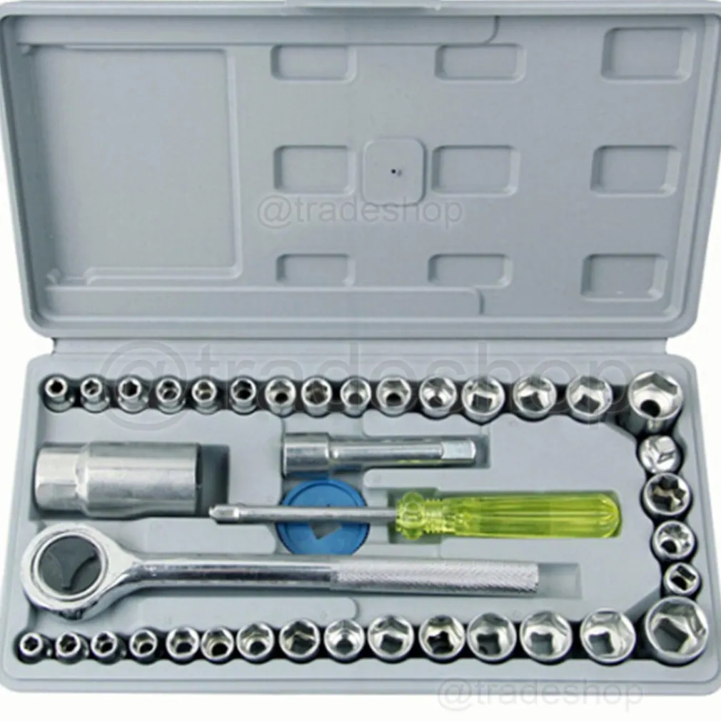 KIT SET CHIAVI A BUSSOLA CON CRICCHETTO 40 PEZZI GIRAVITE VALIGETTA IN PLASTICA