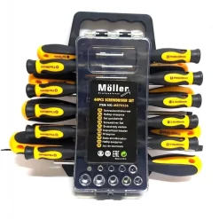 KIT SET DA 44 PEZZI CACCIAVITI TORX ESAGONALI PUNTE INSERTI BUSSOLA