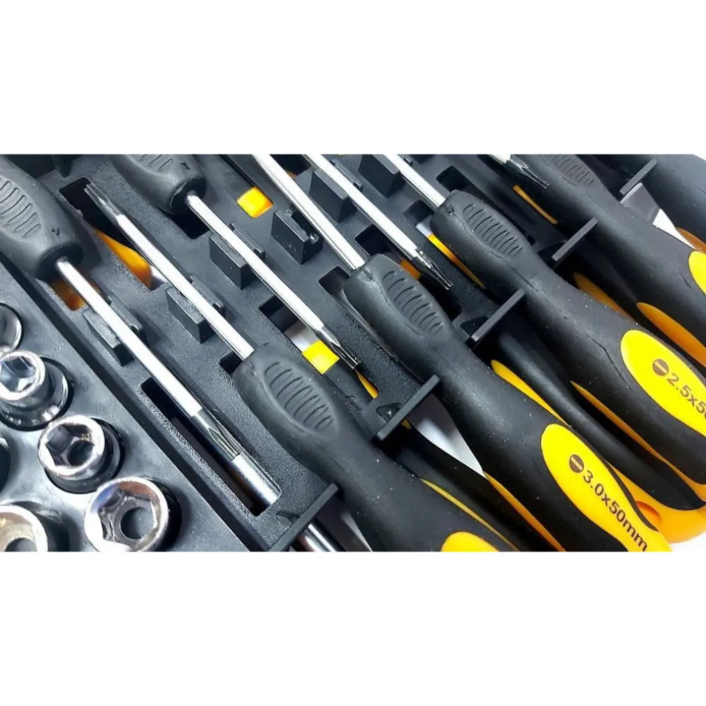 KIT SET DA 44 PEZZI CACCIAVITI TORX ESAGONALI PUNTE INSERTI BUSSOLA