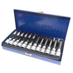 KIT SET INSERTI CHIAVI 19 PEZZI BUSSOLE CHIAVI TORX MASCHI 1/4