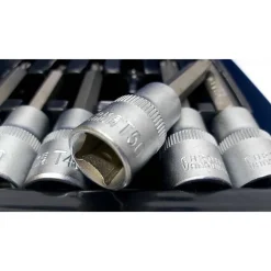 KIT SET INSERTI CHIAVI 19 PEZZI BUSSOLE CHIAVI TORX MASCHI 1/4