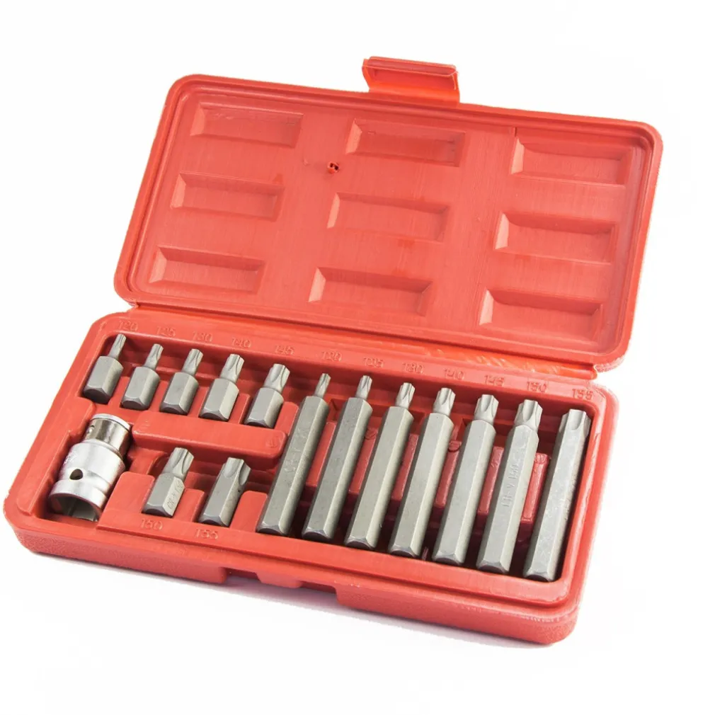 KIT SET INSERTI CHIAVI BUSSOLE TORX 15 PZ HEX 1/2" H10 PROFESSIONALE 15 PZ TORX