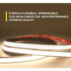 KIT SMART STRISCIA LED IP68 COB NEON FLEX DIMMERABILE 24V CENTRALINA VOCALE WIFI