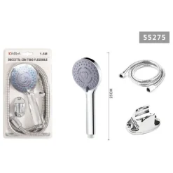 KIT SOFFIONE DOCCETTA 25CM MULTIGETTO DOCCIA BAGNO CON STAFFA TUBO 1,5 MT 55275