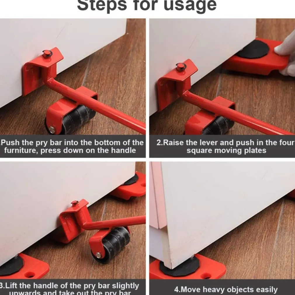 KIT SOLLEVATORE SOLLEVA MOBILI CON RUOTE PIASTRA 200KG SPOSTARE SOLLEVARE MOBILE