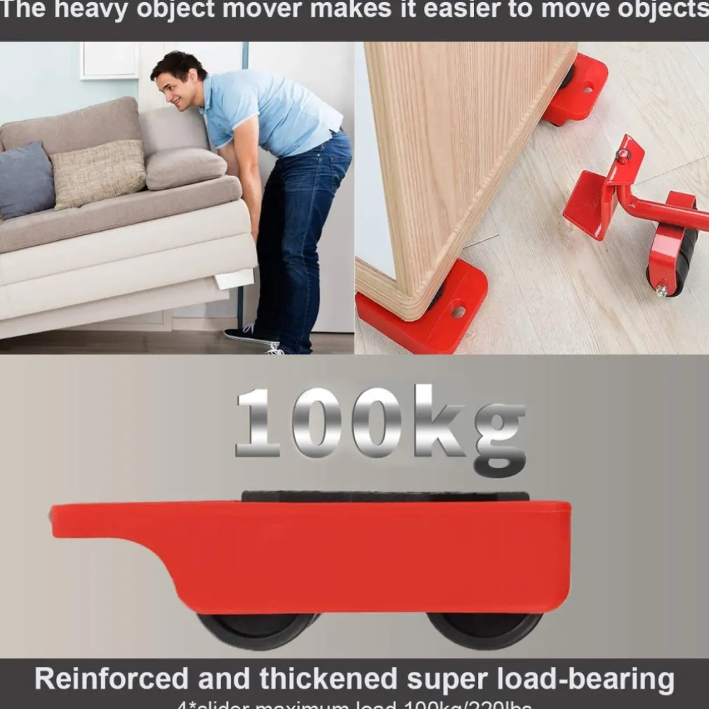 KIT SOLLEVATORE SOLLEVA MOBILI CON RUOTE PIASTRA 200KG SPOSTARE SOLLEVARE MOBILE