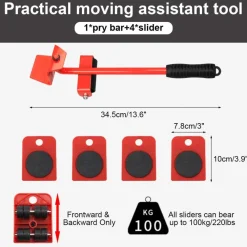 KIT SOLLEVATORE SOLLEVA MOBILI CON RUOTE PIASTRA 200KG SPOSTARE SOLLEVARE MOBILE