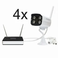 KIT TELECAMERE VIDEOSORVEGLIANZA WIFI WIRELESS HD IP NVR FINO 100M MAXTECH KIT-W001