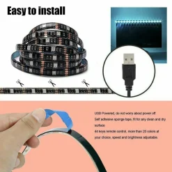 KIT TV STRISCIA STRIP LED USB RGB 5V PER RETROILLUMINAZIONE 2 MT 3 MT 5 MT