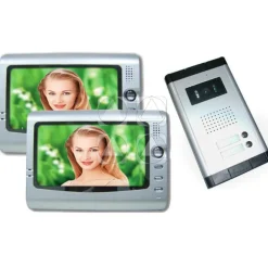 KIT VIDEO CITOFONO BIFAMILIARE REGISTRA TELECAMERA IR 2 MONITOR 7" LCD COLORI