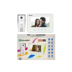 KIT VIDEOCITOFONO WIFI MONOFAMILIARE SMART MONITOR 7" WIRELESS 2 FILI APP SD-B17