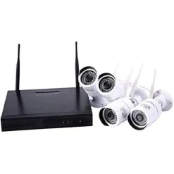 KIT VIDEOSORVEGLIANZA HD NVR WIFI A 4 CANALI CON 4 TELECAMERE INCLUSE AHD 1,3 MP