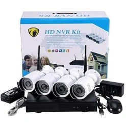 KIT VIDEOSORVEGLIANZA HD NVR WIFI A 4 CANALI CON 4 TELECAMERE INCLUSE AHD 1,3 MP