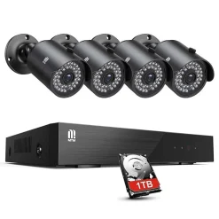 KIT VIDEOSORVEGLIANZA SICUREZZA 8CH 5MP DVR 8 CANALI 4 TELECAMERA ESTERNO H.265