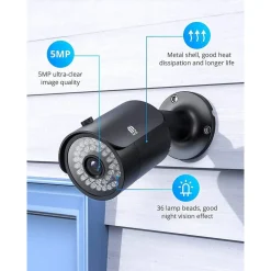 KIT VIDEOSORVEGLIANZA SICUREZZA 8CH 5MP DVR 8 CANALI 4 TELECAMERA ESTERNO H.265