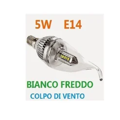 LAMPADA 20 LED 5W COLPO SOFFIO DI VENTO  E14 TRASPARENTE LAMPADINA BIANCO FREDDO