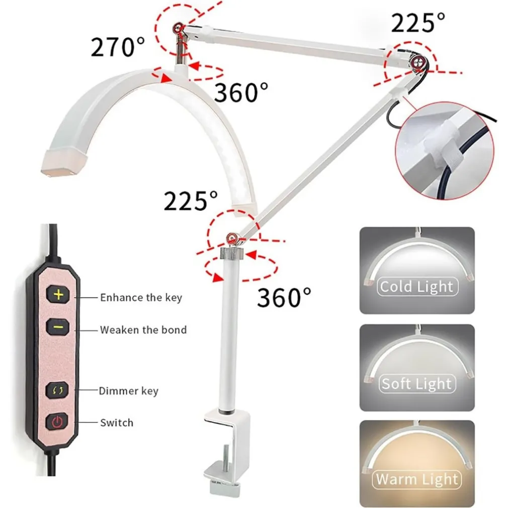 LAMPADA A LED PER EXTENSION CIGLIA DA 16" CON SUPPORTO TELEFONO UNGHIE TATUAGGI