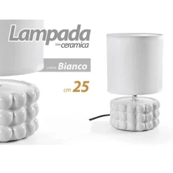 LAMPADA ABAT JOUR TAVOLO COMODINO E14 BASE CERAMICA RILIEVO LUX 25 X 15CM 837418