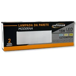 LAMPADA APPLIQUE LED BIANCA MURO 15W IP20 DOPPIO LED CCT SWITCH CAMBIA COLORE LUCE E57-B3C
