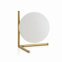 LAMPADA COMODINO MINIMALISTA LUME DECORATIVO IN METALLO BRONZO SFERA VETRO G9 D34