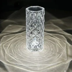 LAMPADA CRISTALLO TOUCH DA TAVOLO A BATTERIE RICARICABILE USB EFFETTO LUCE FIORI