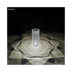 LAMPADA CRISTALLO TOUCH DA TAVOLO A BATTERIE RICARICABILE USB EFFETTO LUCE FIORI