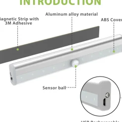 LAMPADA DA PARETE A INDUZIONE 10LED CON SENSORE DI MOVIMENTO PER ARMADI Q-LED100