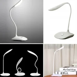 LAMPADA DA SCRIVANIA A 20 LED BIANCO LUCE REGOLABILE COLLO ERGONOMICO FLESSIBILE