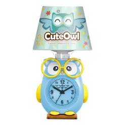 LAMPADA DA SCRIVANIA CON OROLOGIO INTEGRATO A FORMA DI GUFO STANZA BAMBINI 13X26CM