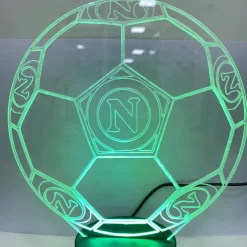 LAMPADA DA TAVOLO A BATTERIE USB PALLONE CALCIO CON STEMMA LOGO NAPOLI CALCIO