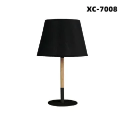 LAMPADA DA TAVOLO ABAT JOUR CON PARALUME IN TESSUTO NERO PORTALAMPADA E27 XC-7008